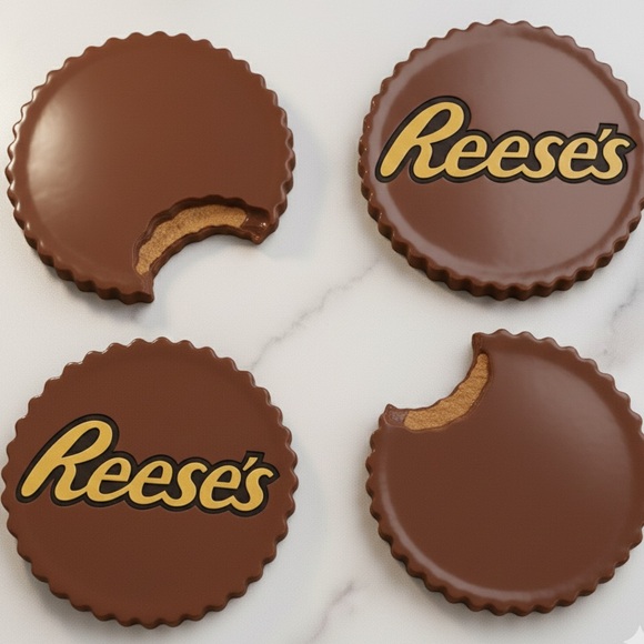 Peanut Butter Cup Coaster Set Handmade – Set of 4 - Picture 5 of 6